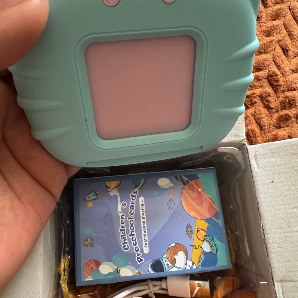 Kids Educational Toy - Mint Green Portable Device with Pink Screen